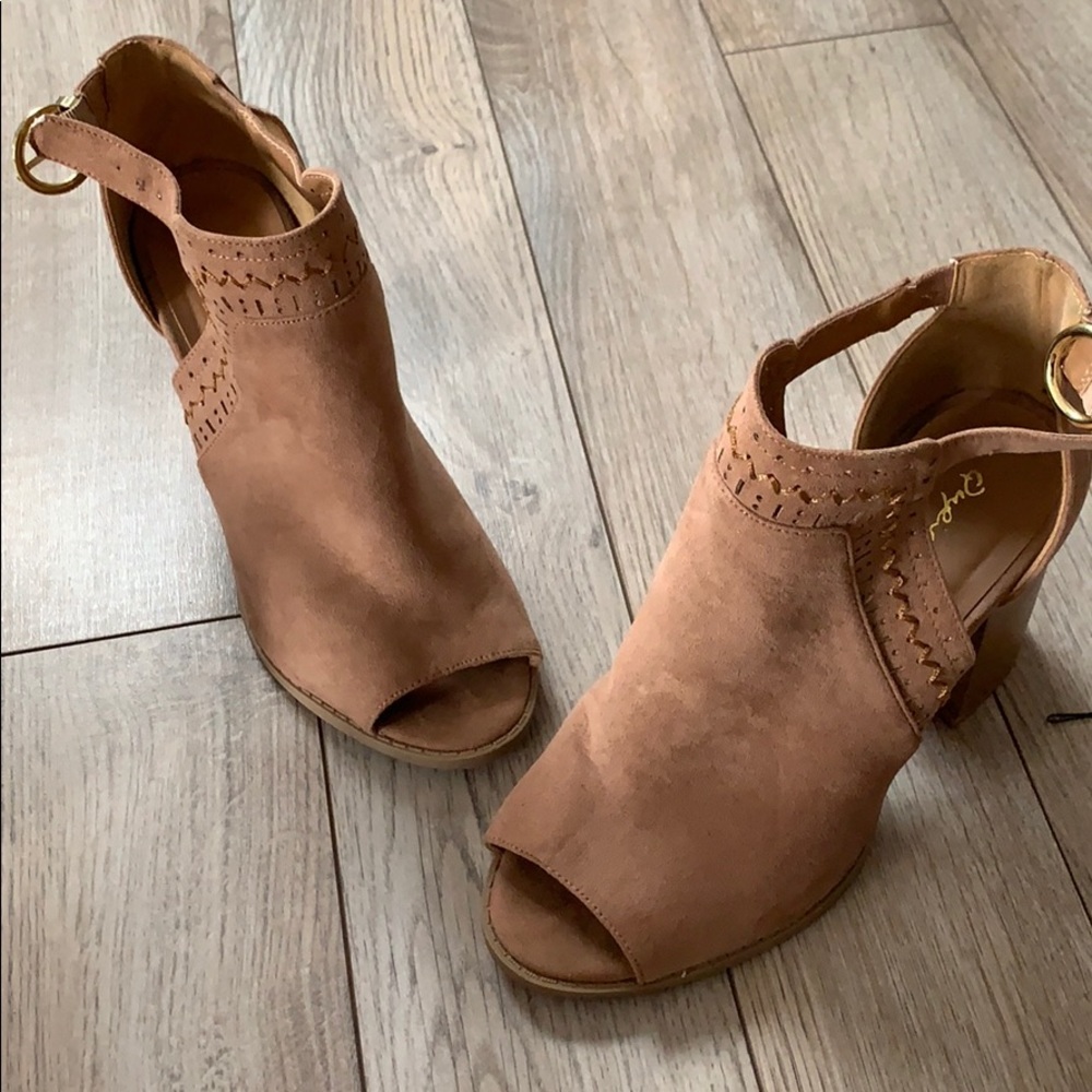 Beautiful suede open toe booties